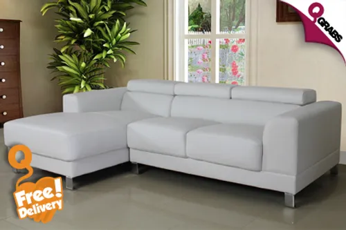 For QR1999, Get Cozy with a White OR Black Two-Seat Sofa with Chaise Lounge - FREE Delivery! (QR3999 Value)